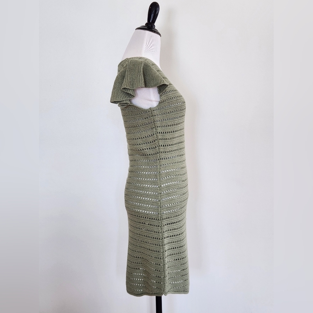 NWT || TREASURE & BOND || crocheted dress flutter sleeves mini scoop neck sz S - Picture 4 of 6